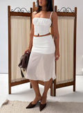 Camy Sheer Panelled Midi Skirt White