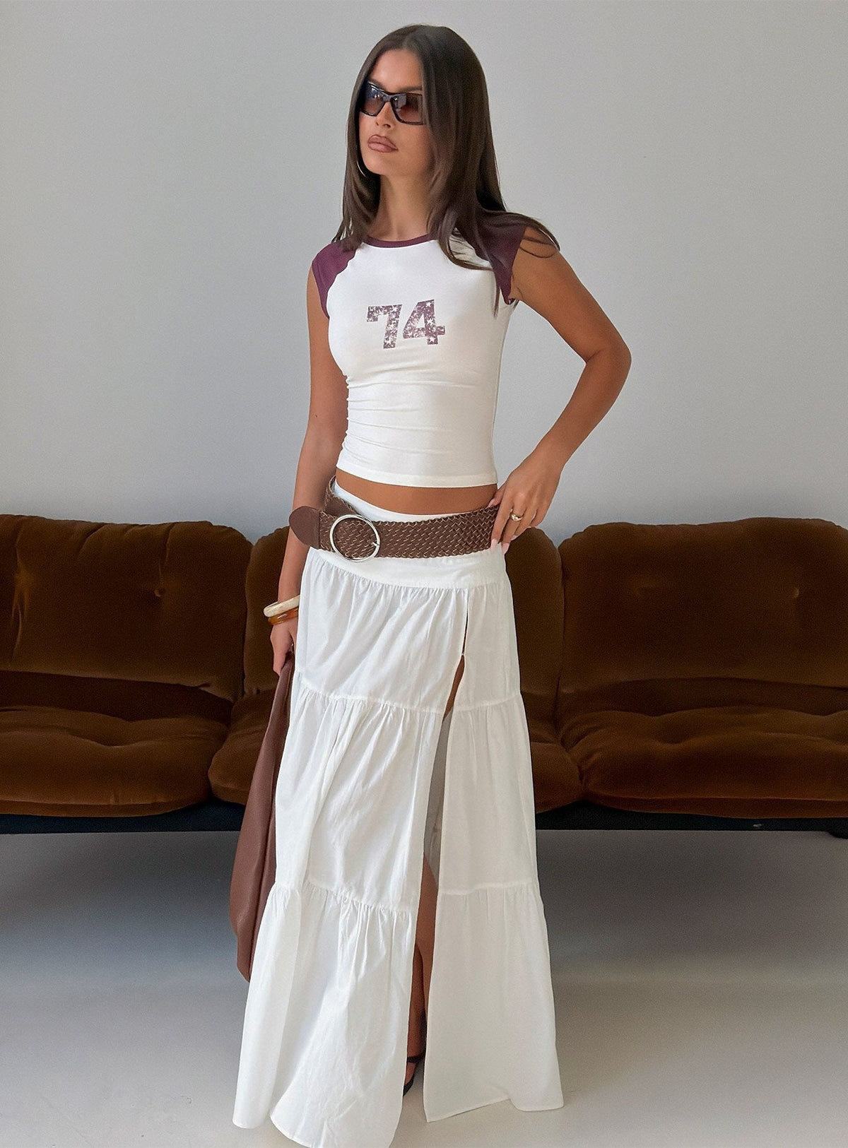 Silver Soul Maxi Skirt White