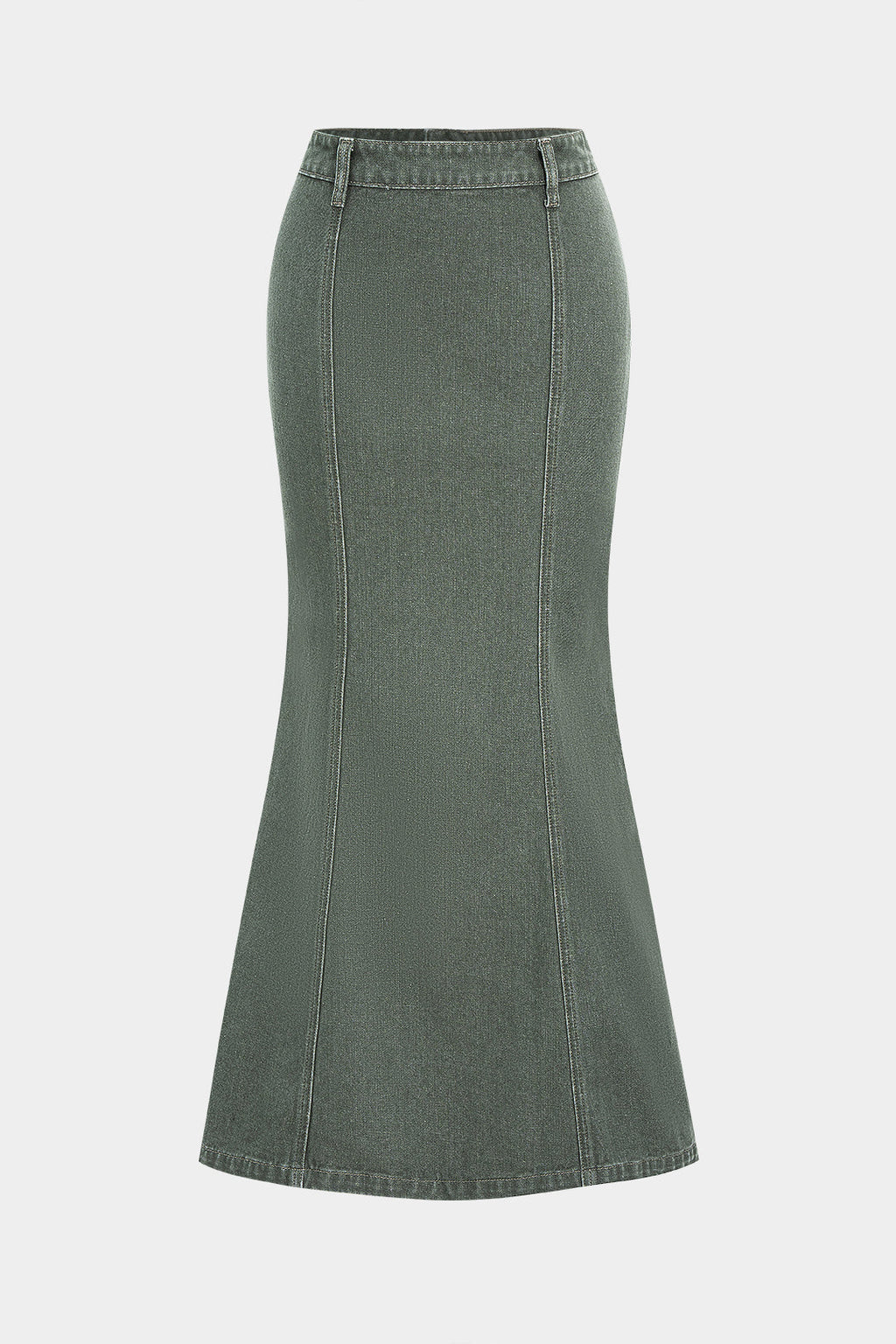 Denim High Waist Slit Mermaid Skirt