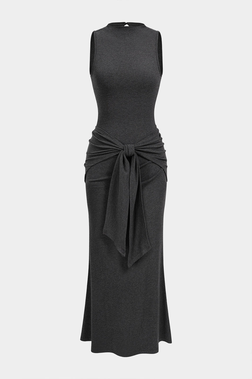 Tie-Up Ruched Sleeveless Maxi Dress