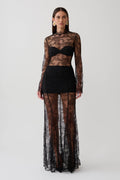 Alizette Long Sleeve Lace Maxi Dress - Black