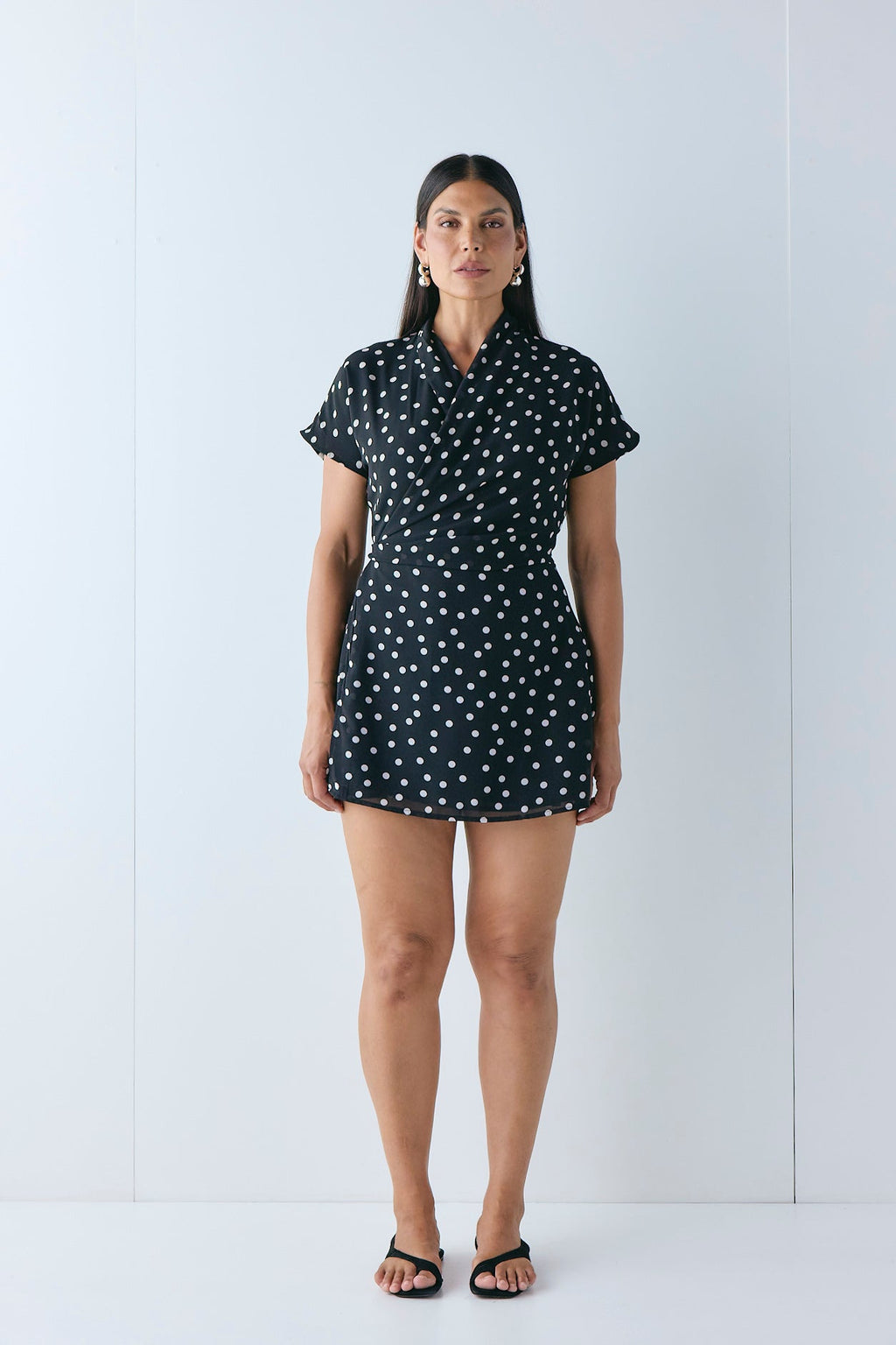 Salma Wrap Mini Dress Polka Dot
