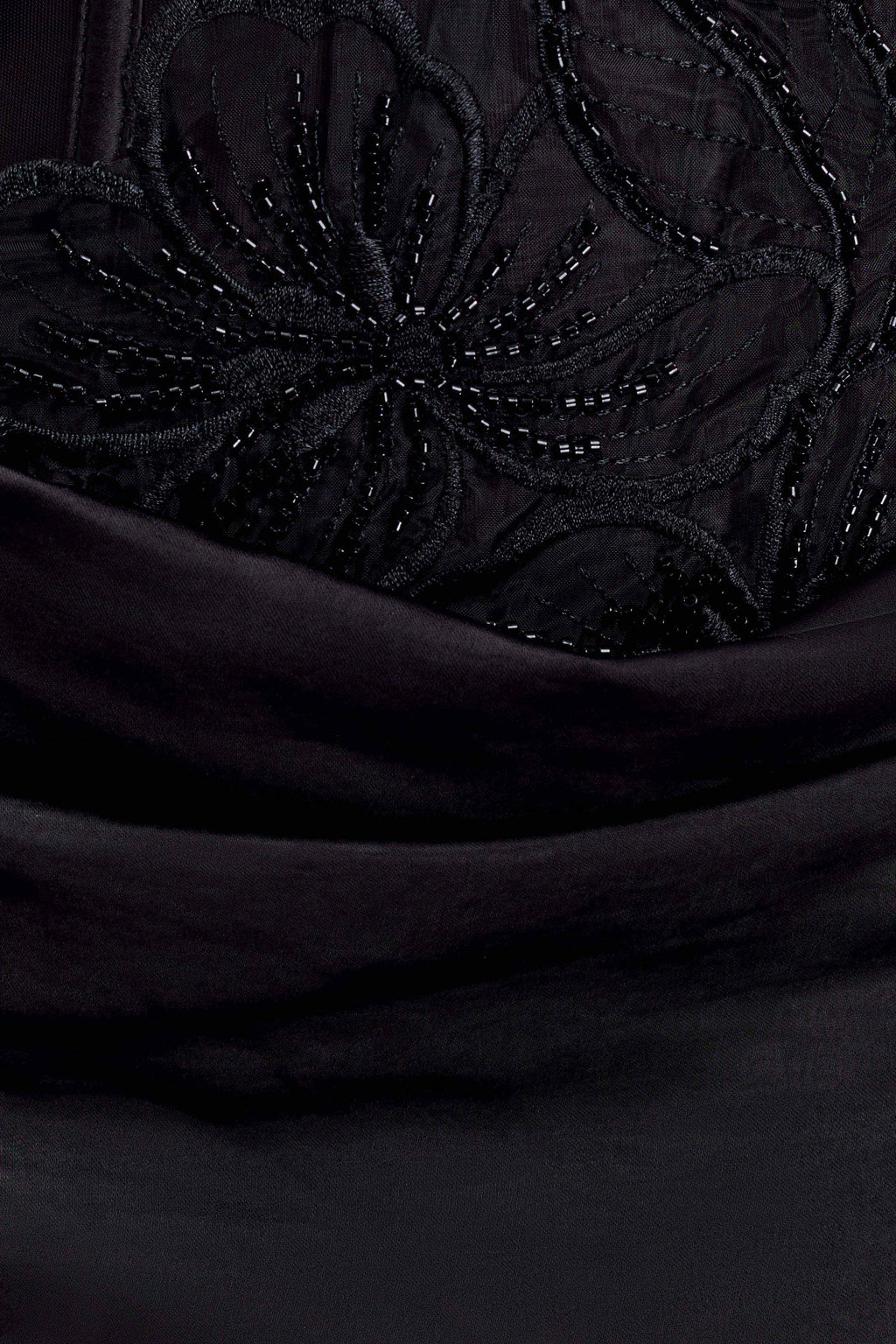 Asha Floral Mesh And Satin Maxi Dress - Black