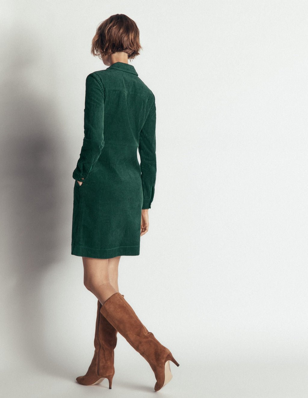 Bronte Cord Short Dress-Midnight Teal