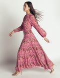 Multi Tiered Maxi Dress-Pink Heather, Frosted Flora