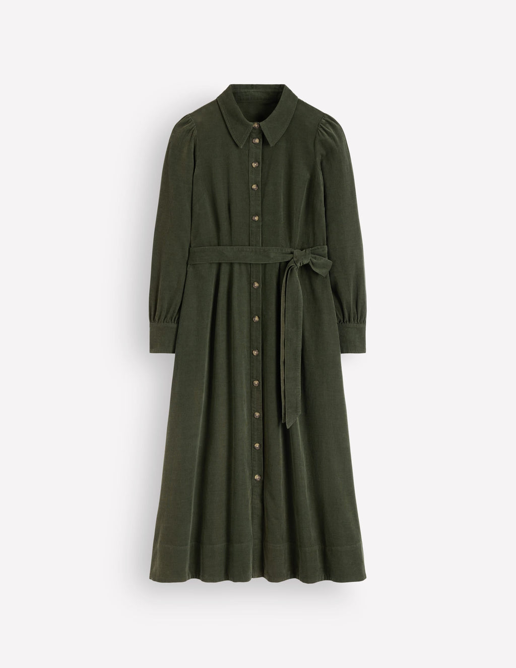 Maeve Cord Midi Shirt Dress-Forest Glade