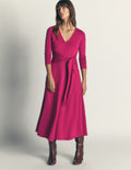 Tie Waist Ponte Dress-Beetroot Red