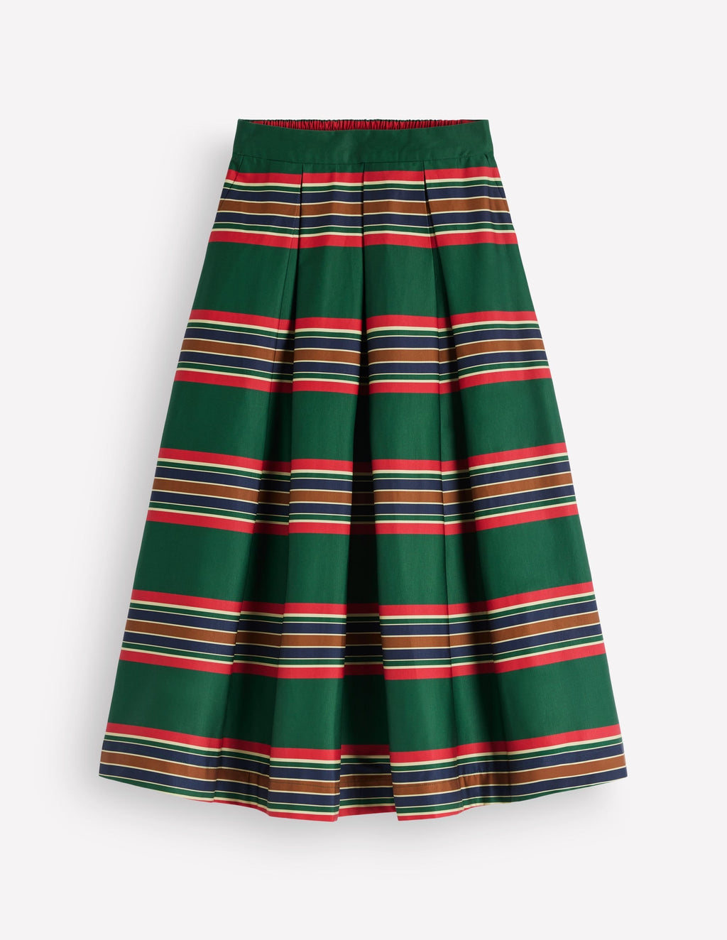Verity  Cotton Sateen Skirt-Green, Collegic Stripe