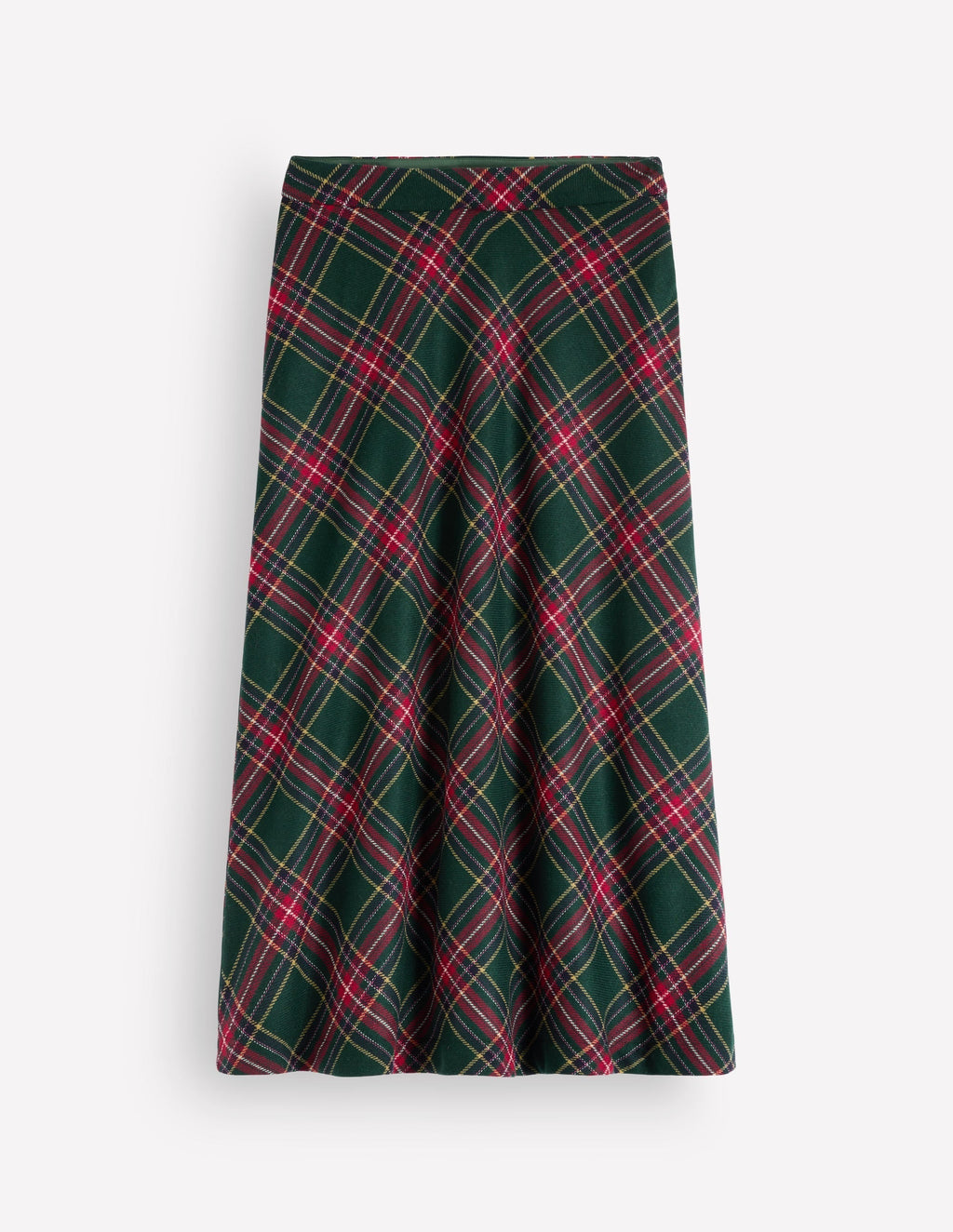 Wool Blend Slip Skirt-Green Check
