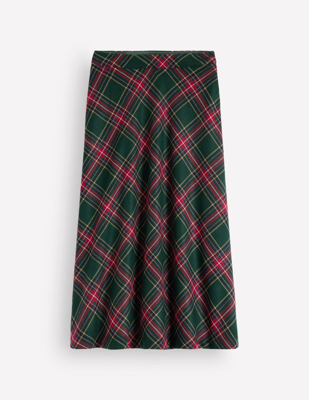 Wool Blend Slip Skirt-Green Check