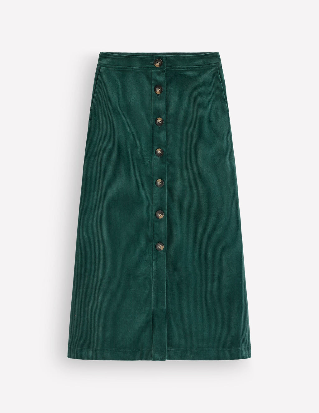 Val Button Cord Midi Skirt-Midnight Teal