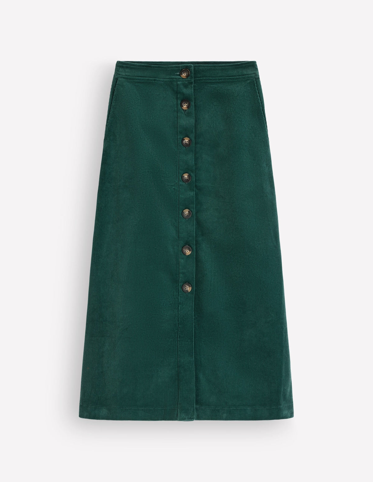 Val Button Cord Midi Skirt-Midnight Teal