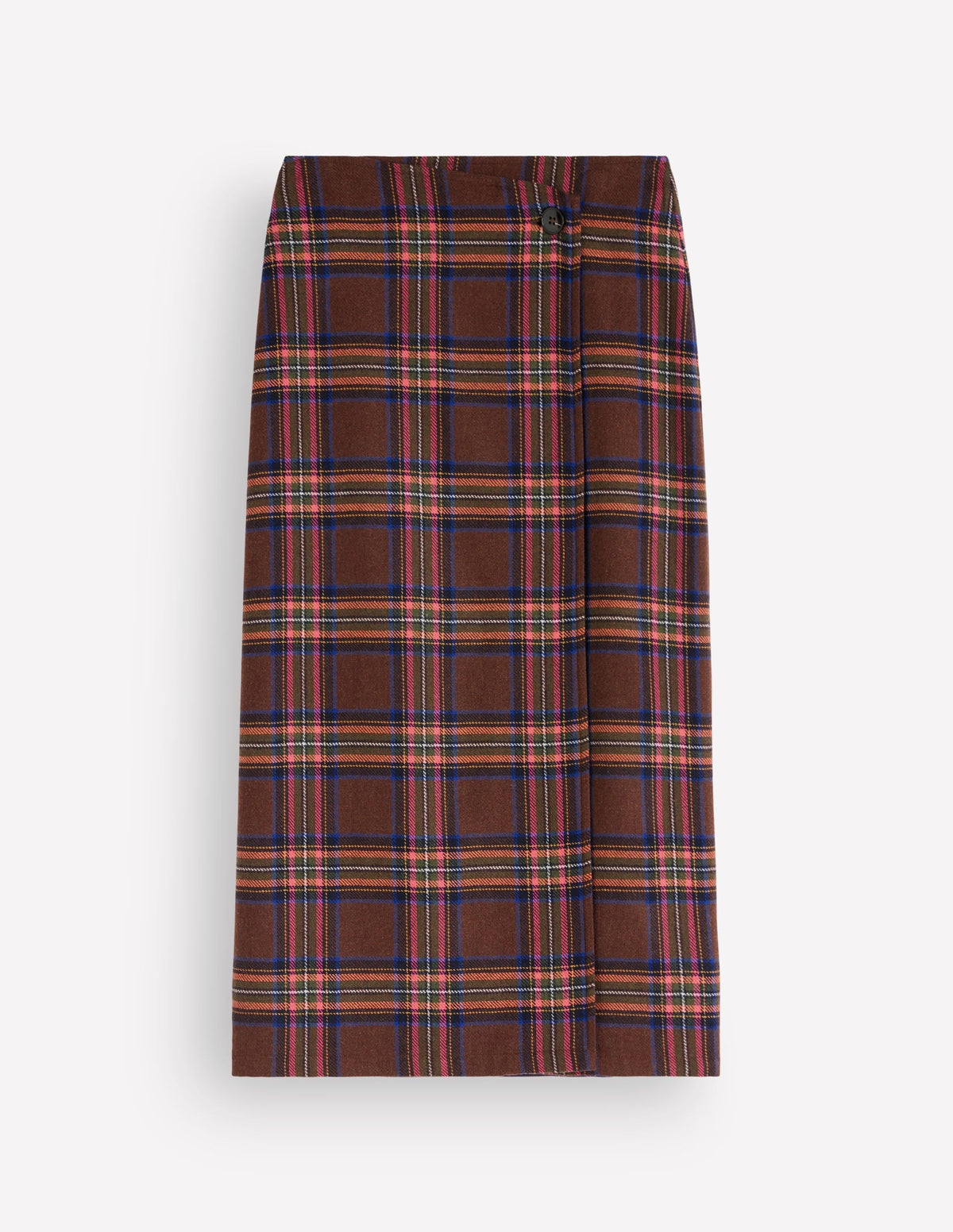 Column Wrap Skirt-Brown, Blue and Orange Check