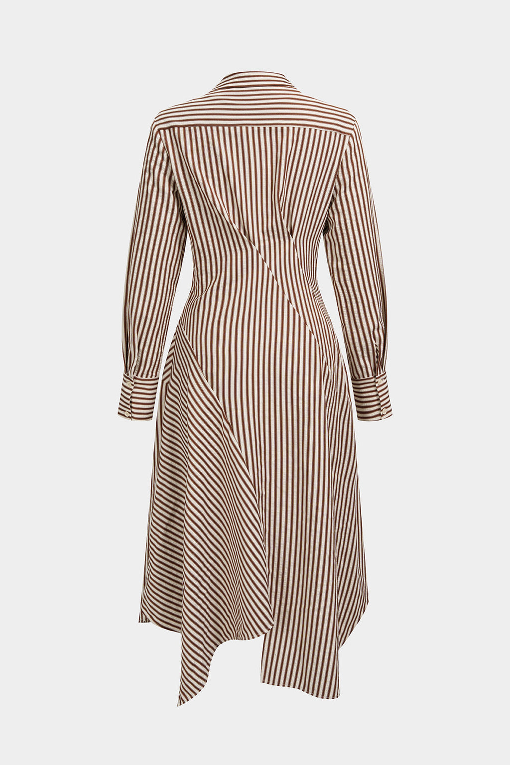 Stripes Print Asymmetrical Long Sleeve Midi Dress