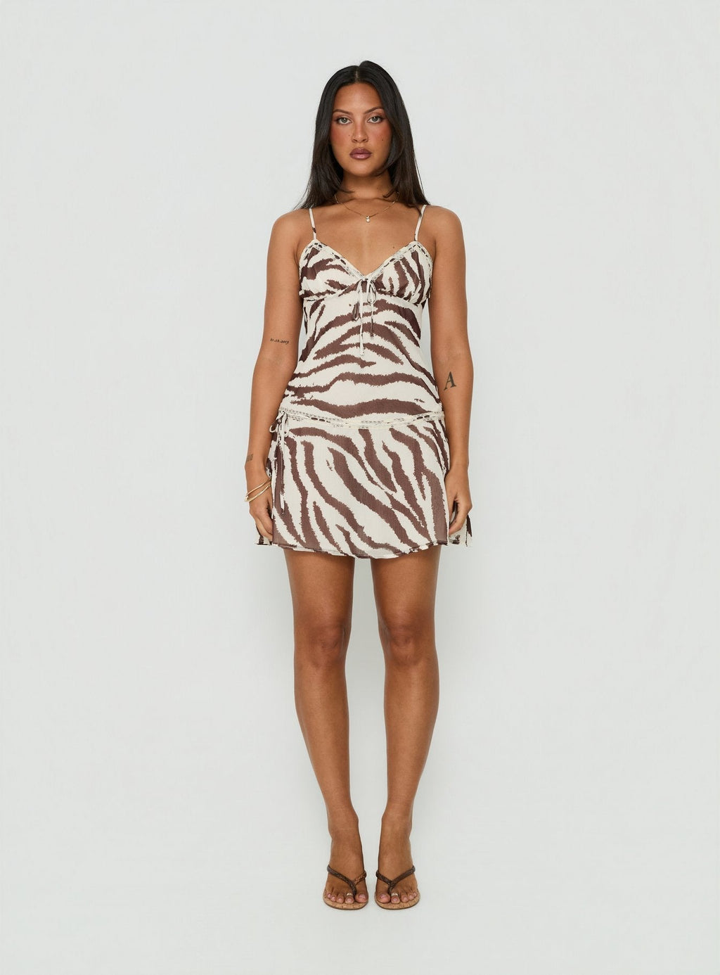 Starsigns Lace V Neck Mini Dress Zebra