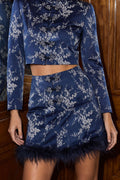Embroidery Patchwork Faux Fur Mini Skirt