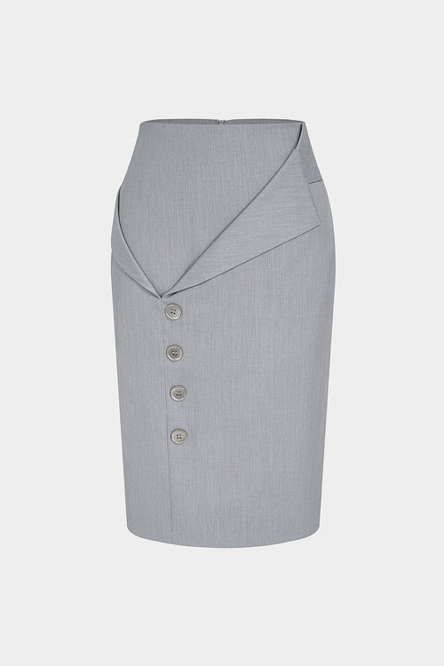Asymmetrical Button Skirt