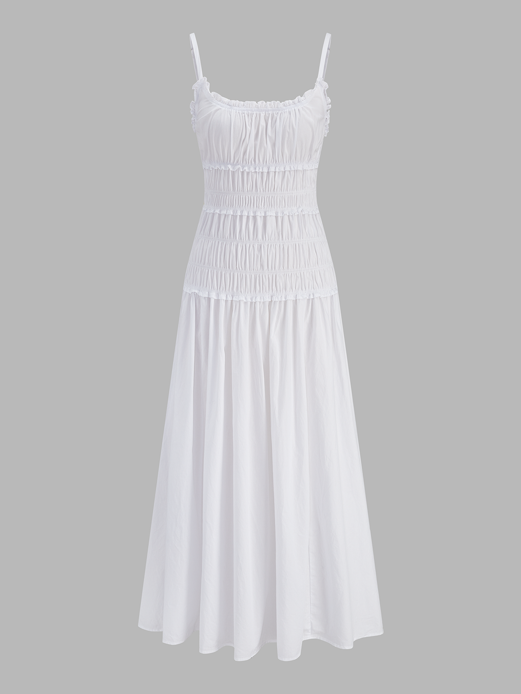 Smocked Cotton Linen Cami Maxi Dress