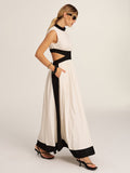 Color Block Cutout Pocketed Maxi Dress