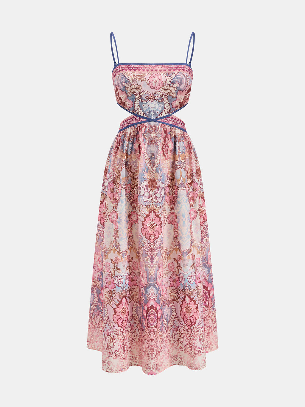 Vintage Floral Cutout Back Tie Maxi Dress