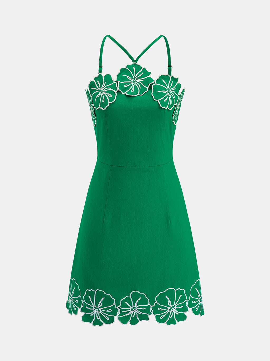 Cotton Floral Embroidered Cami Mini Dress