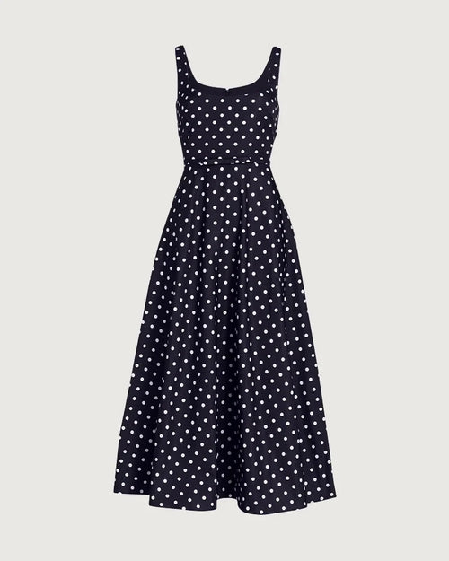 19 Momme Silk Polka Dot A Line Midi Dress