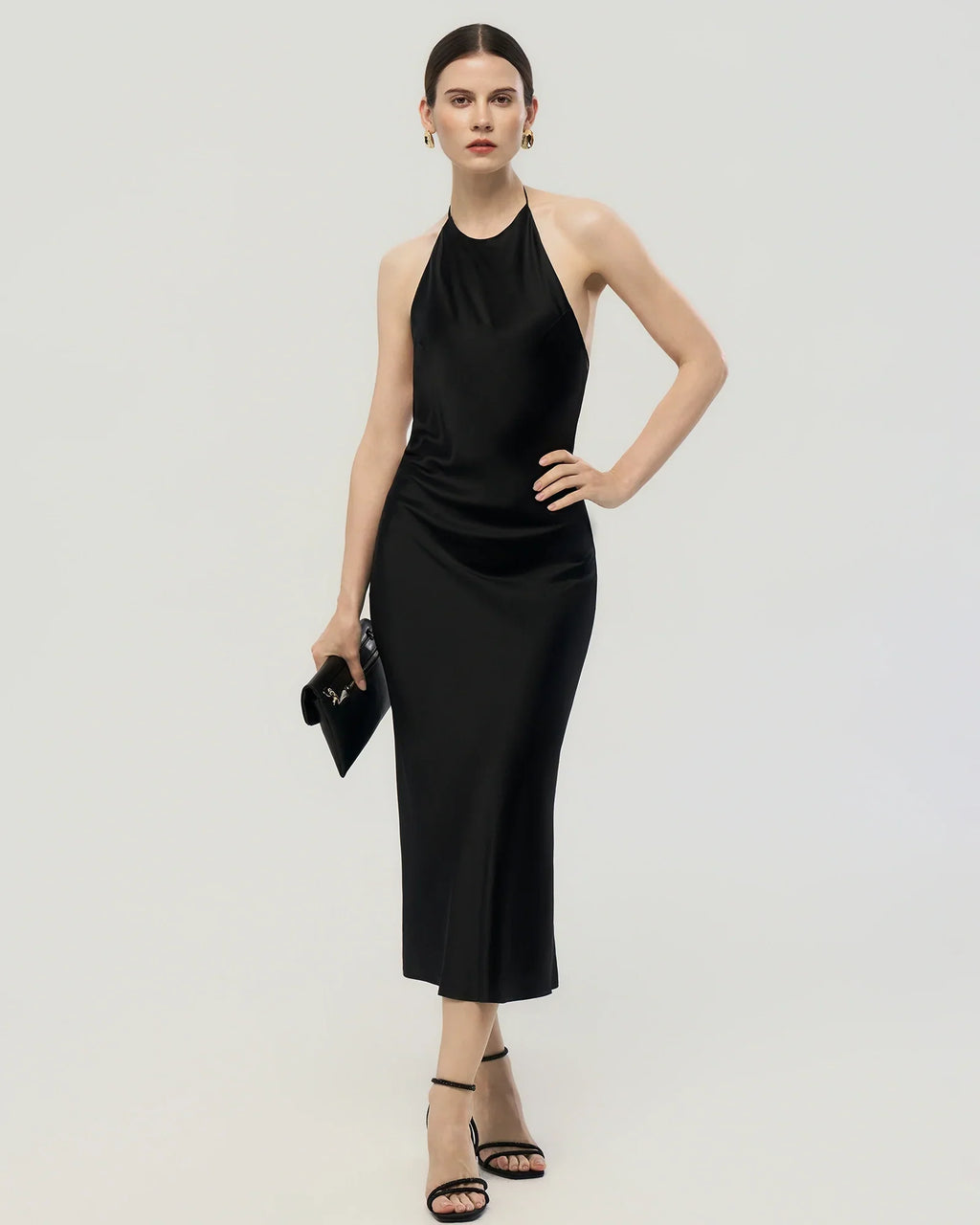 22 Momme Open Back Silk Halter Dress
