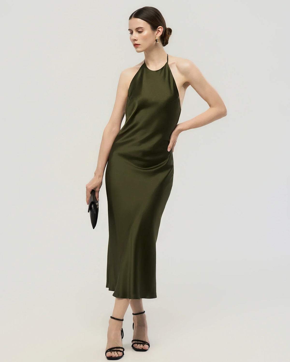 22 Momme Open Back Silk Halter Dress