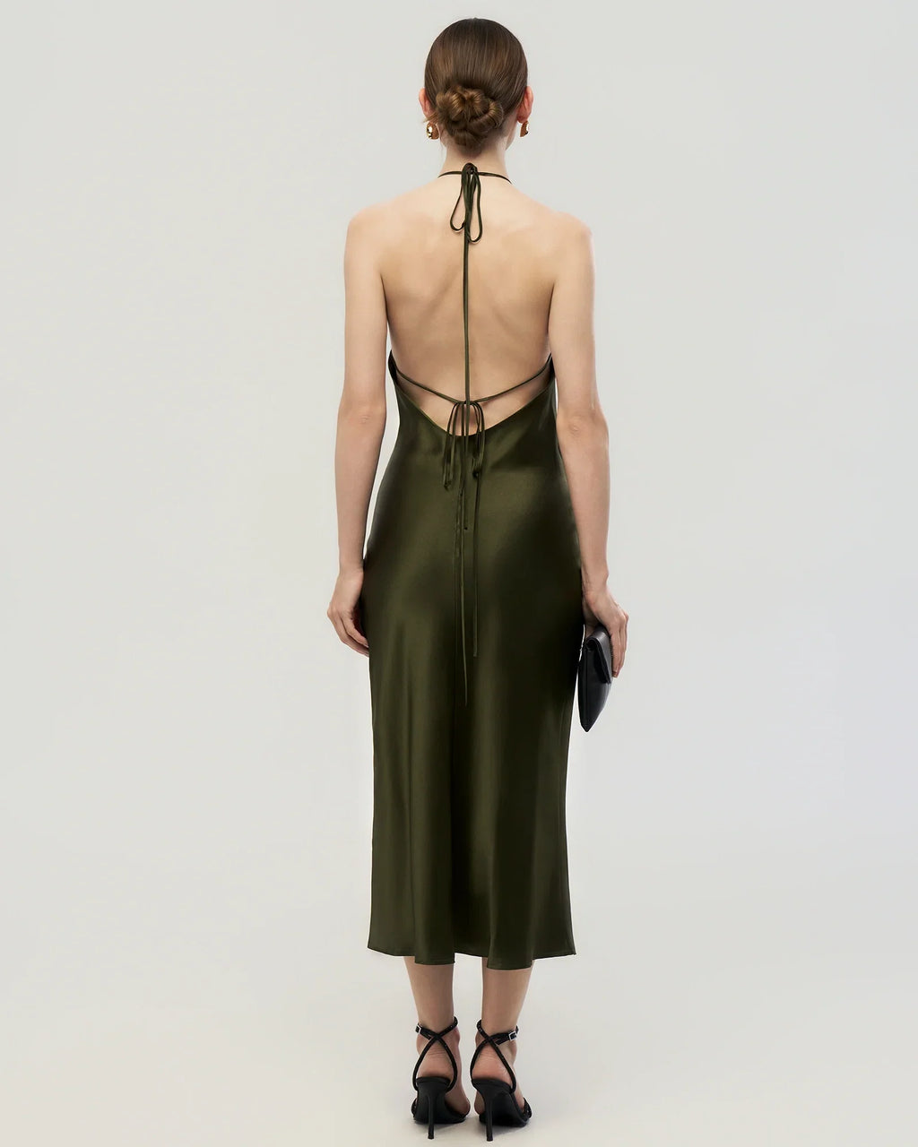 22 Momme Open Back Silk Halter Dress