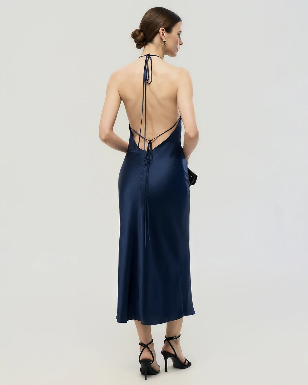 22 Momme Open Back Silk Halter Dress