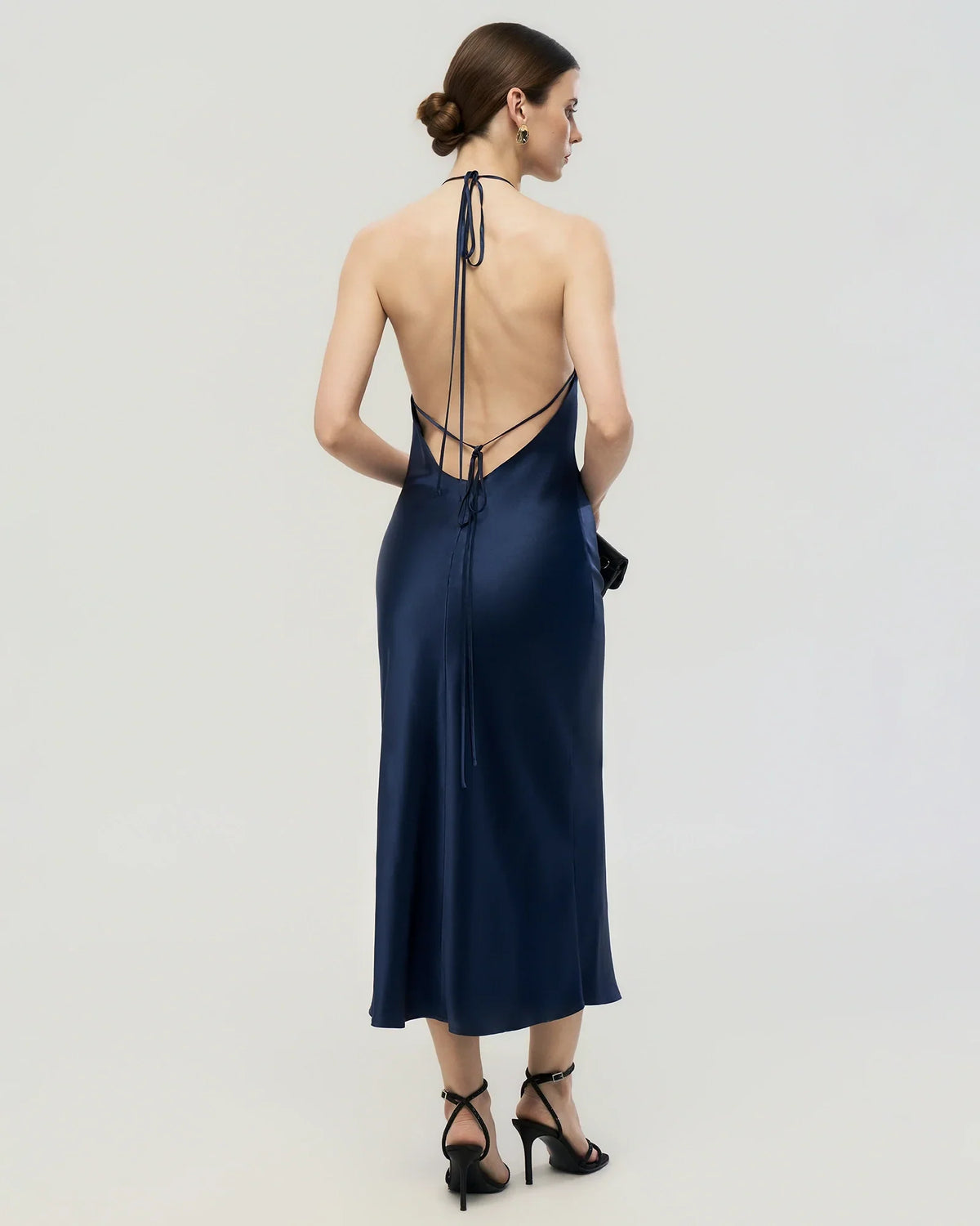 22 Momme Open Back Silk Halter Dress