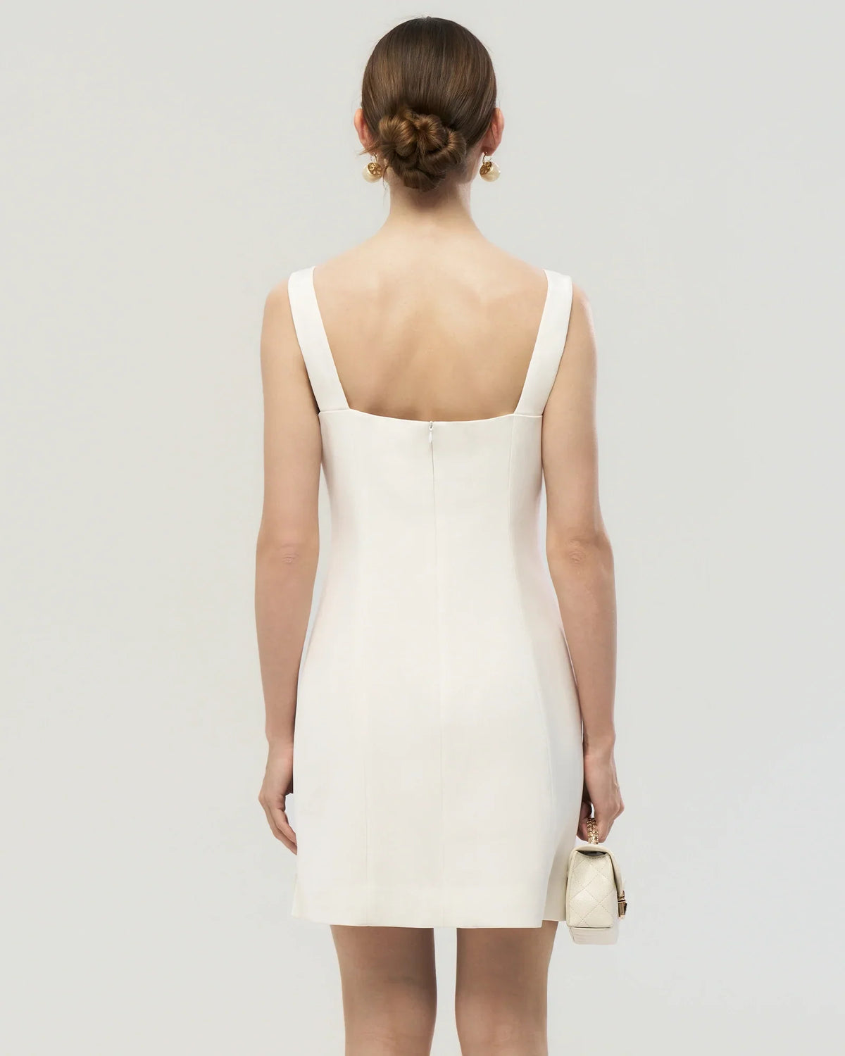 40 Momme Silk Bow Neck Mini Dress