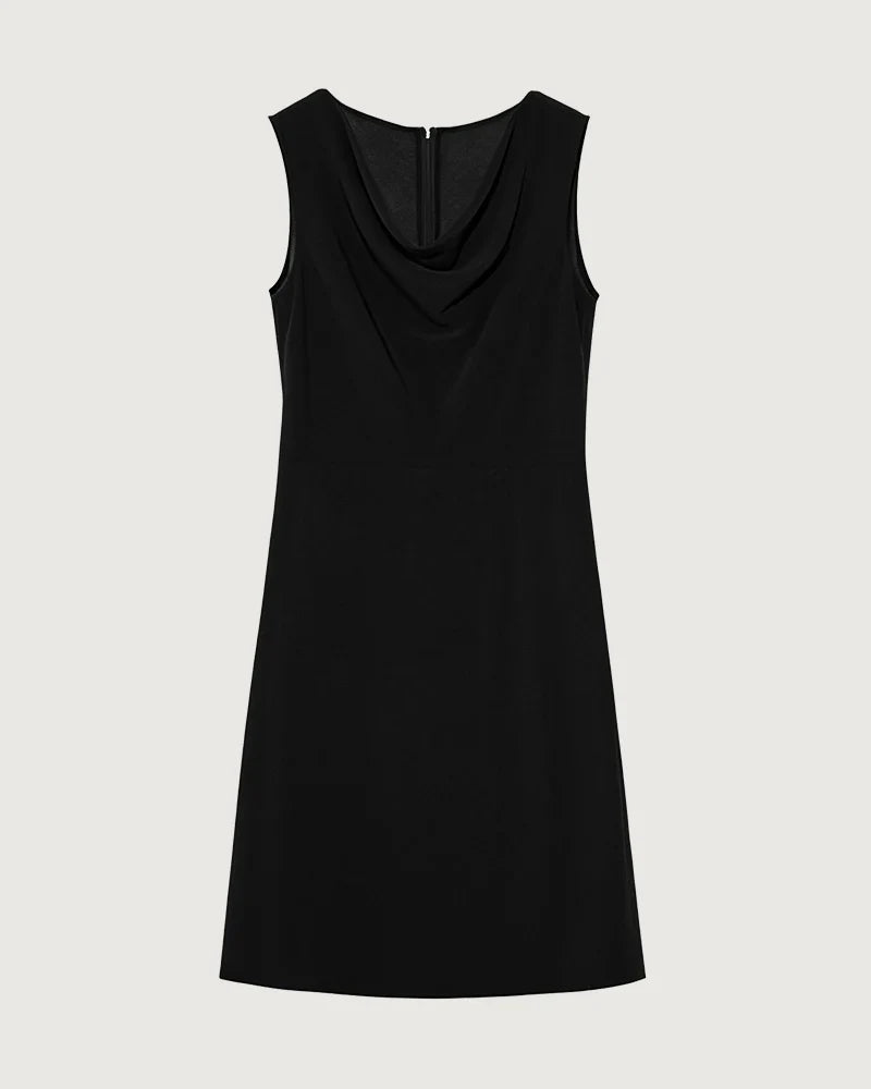 Triacetate Cowl Neck A Line Knee Length Dress