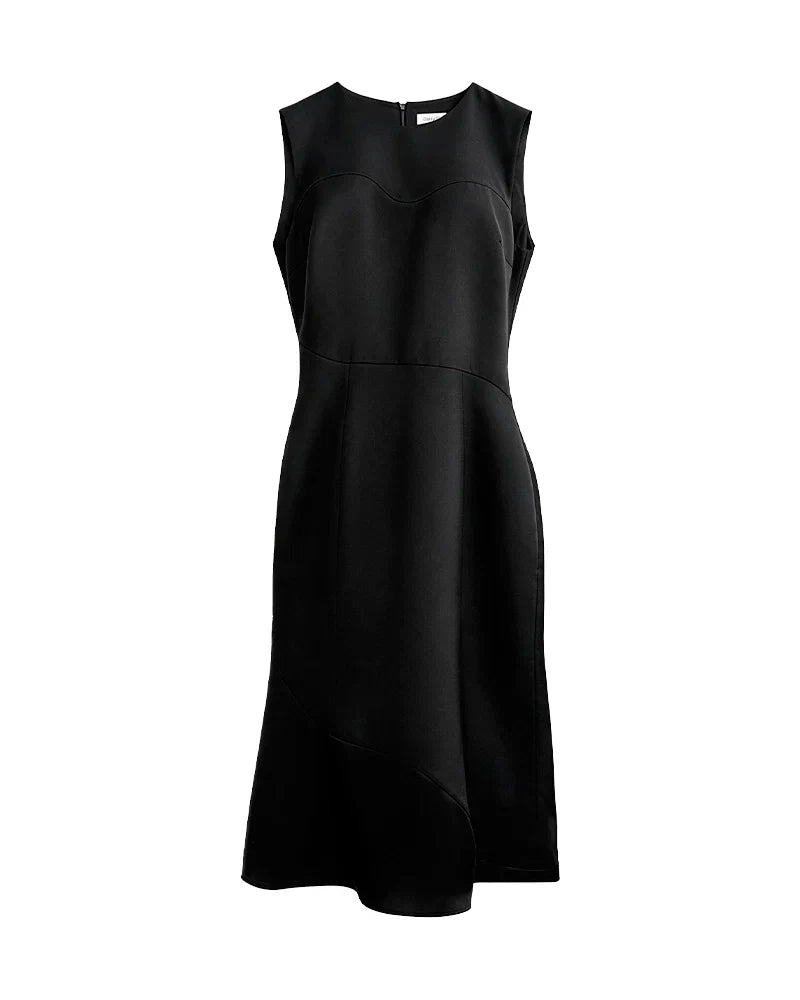 Triacetate Midi Dress with Asymmetric Hem