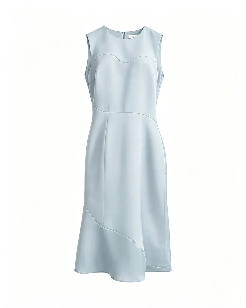 Triacetate Midi Dress with Asymmetric Hem