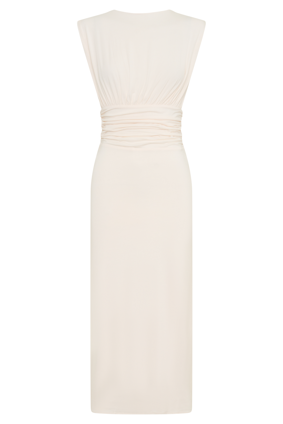 Kura Ruched Modal Sleeveless Midi Dress - Ivory