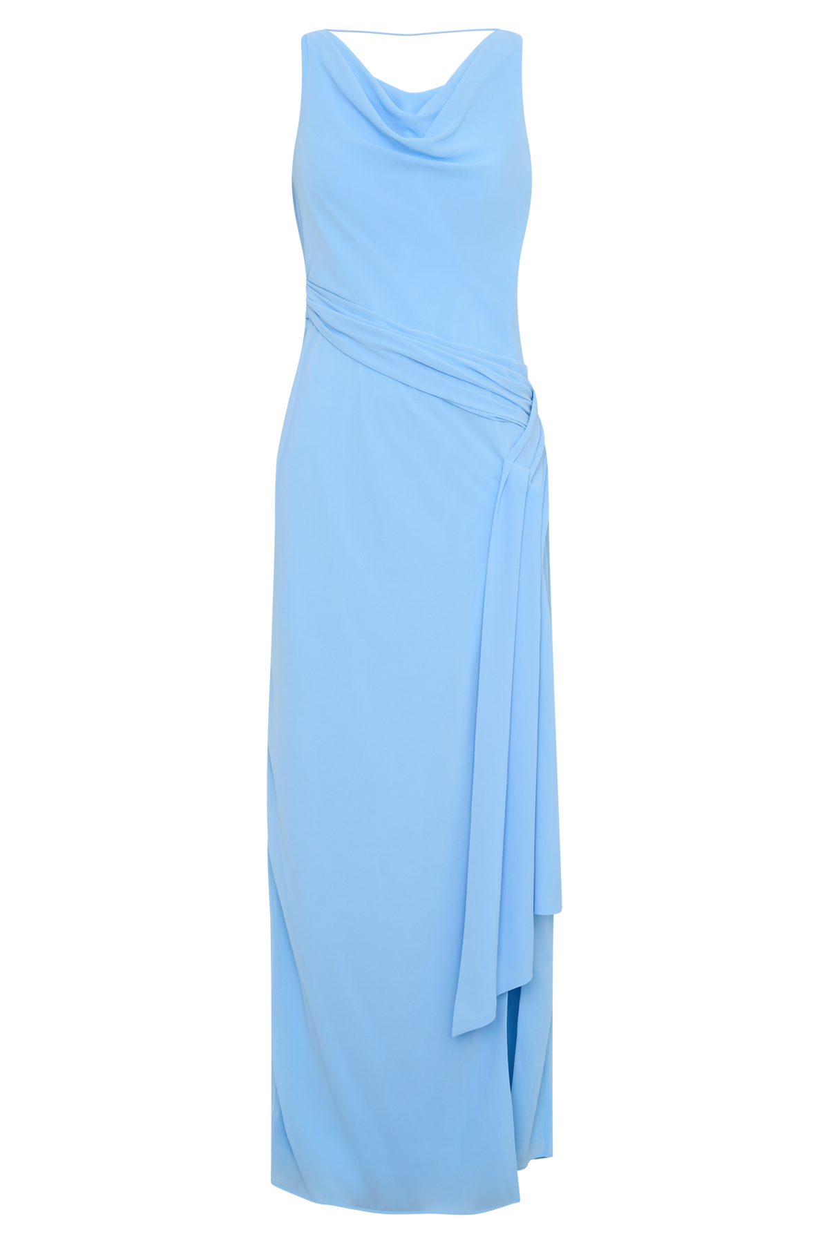 Marjorie Draped Back Chiffon Maxi Dress - Sky Blue