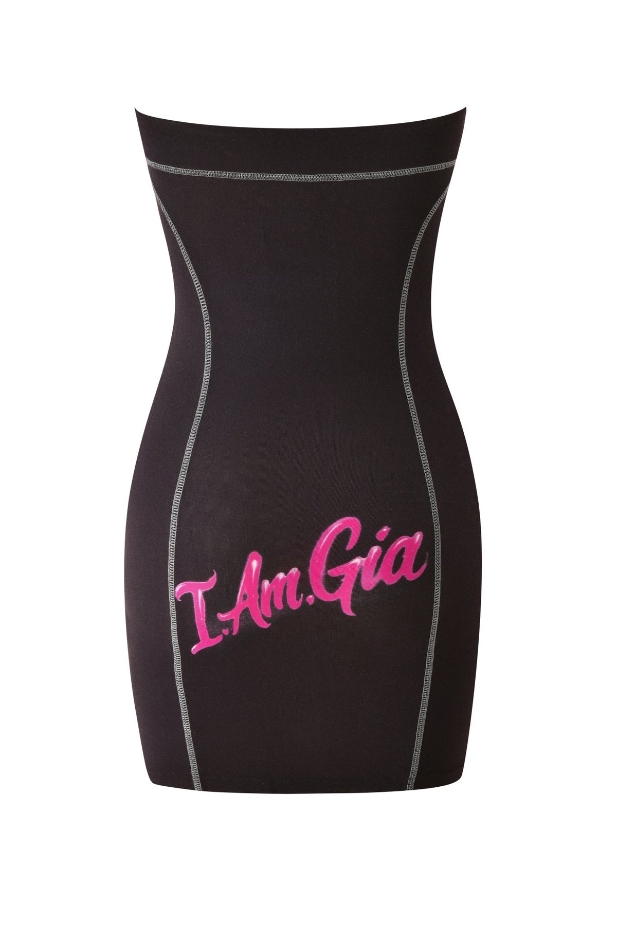 T-REX BLARE BOOB TUBE MINI DRESS - BLACK