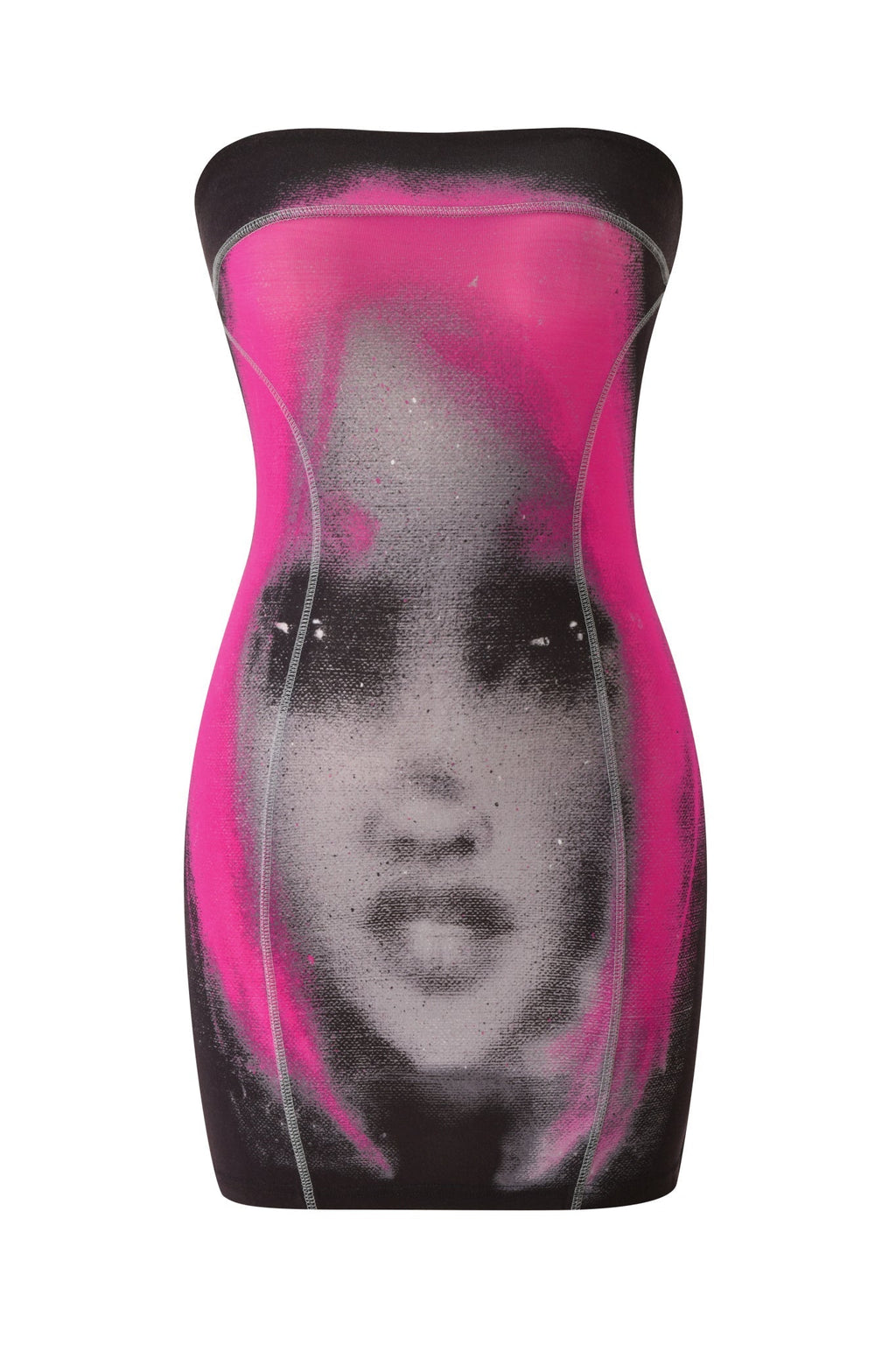 T-REX BLARE BOOB TUBE MINI DRESS - BLACK