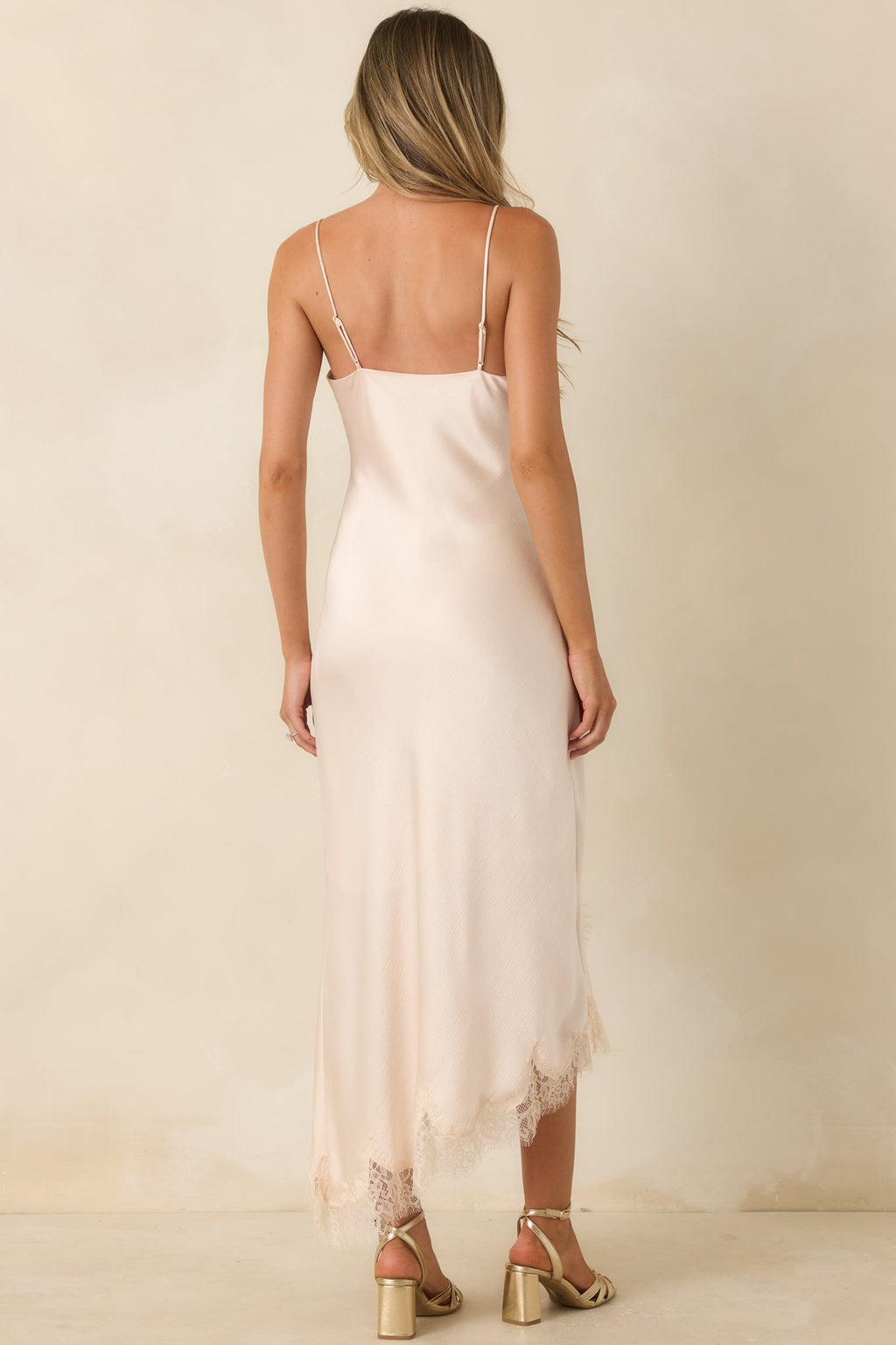 Just Like in the Movies Ivory Satin Lace Slip Midi Dress