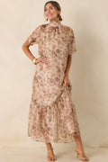 Whispered Intentions Ivory & Taupe Floral Tiered Maxi Dress