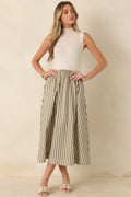 That's More Like It Ecru & Sage Stripe Sweater Midi Dress