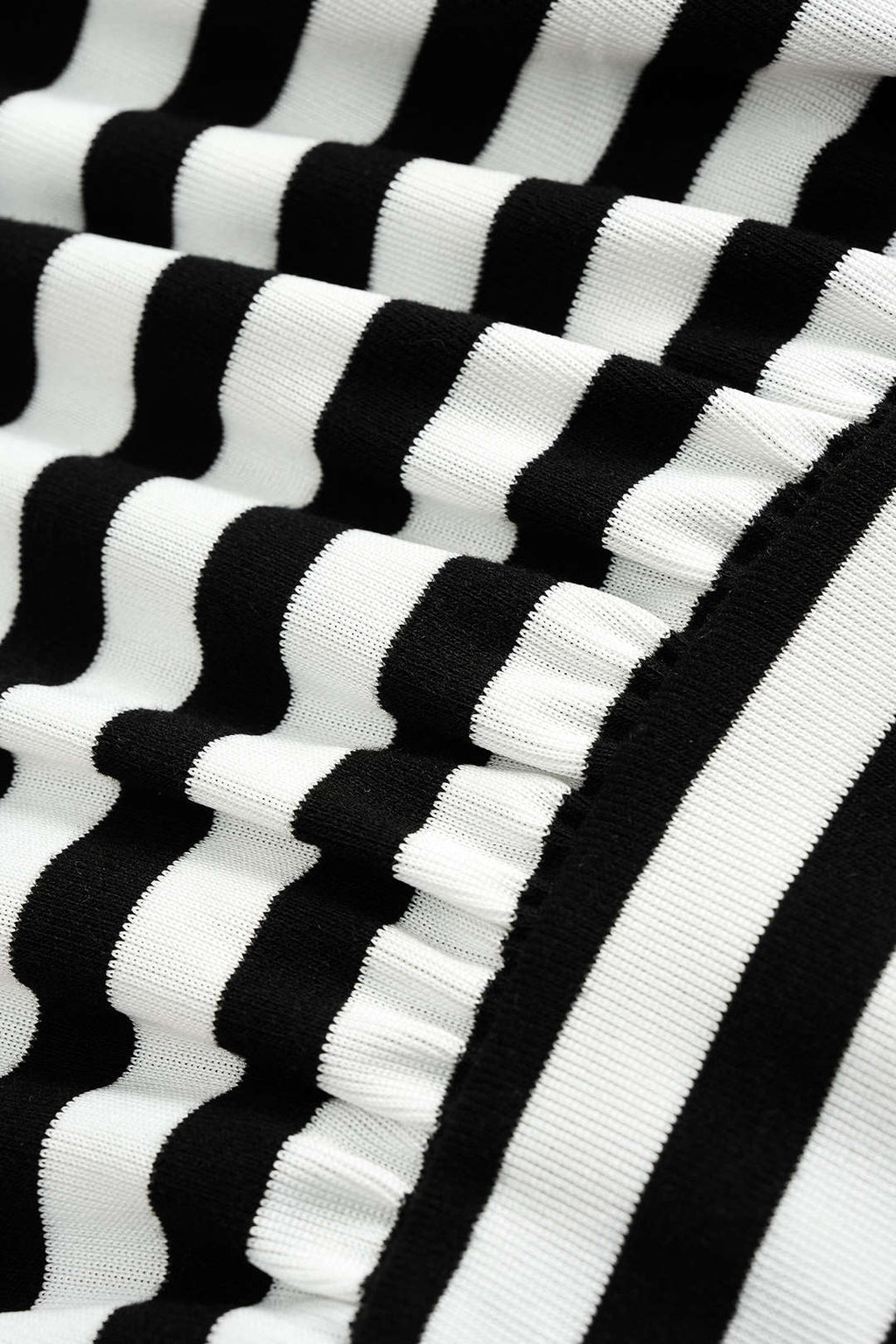 Stripes Print Bell Long-Sleeve Top And Mini Skirt Set
