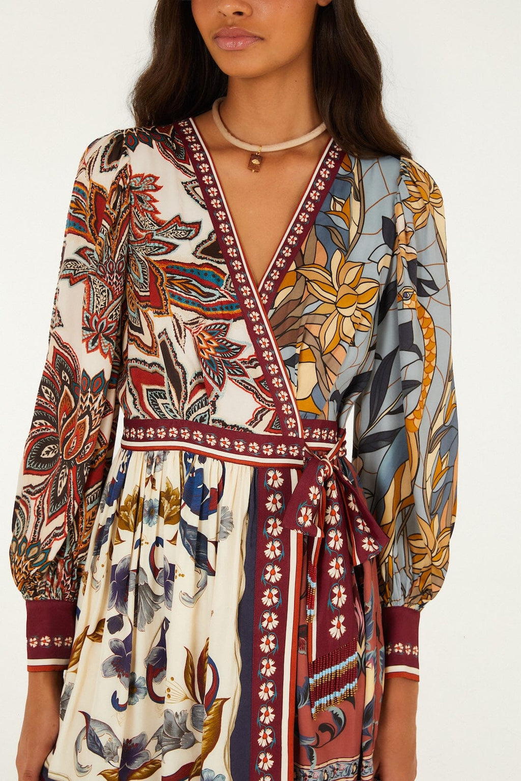 Stained Glass Beauty Mixed Scarves Tassels Mini Dress