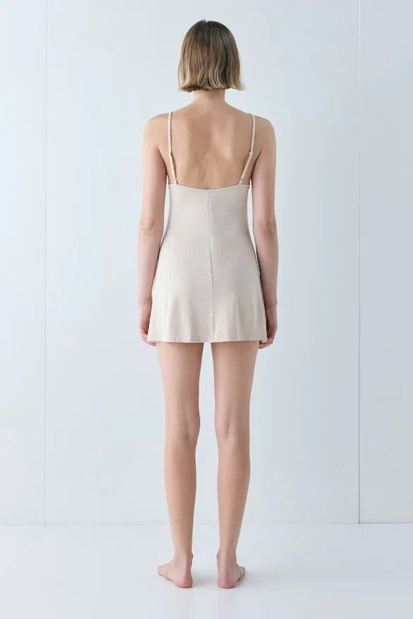 Carrie Mini Slip Dress Nude